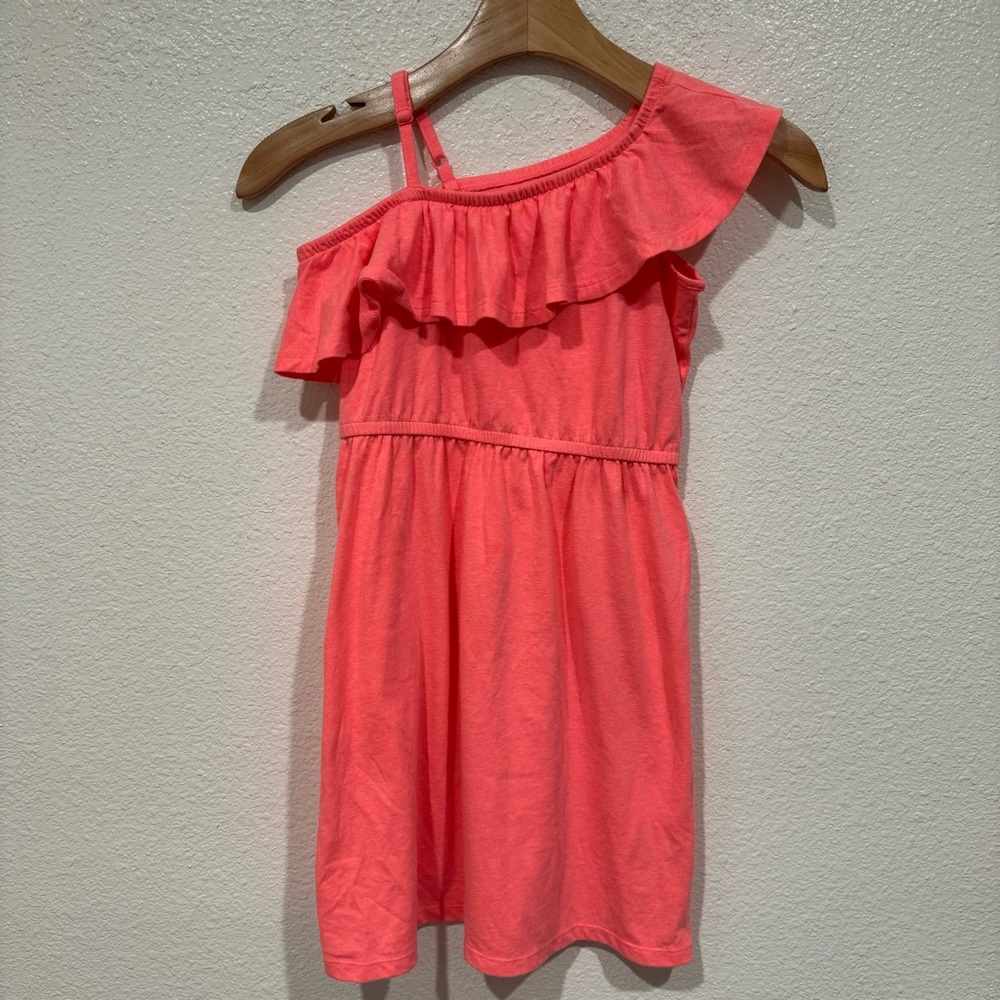 Kids Old Navy Girls Pink One Shoulder Short Sleeve Casual Dress M 8